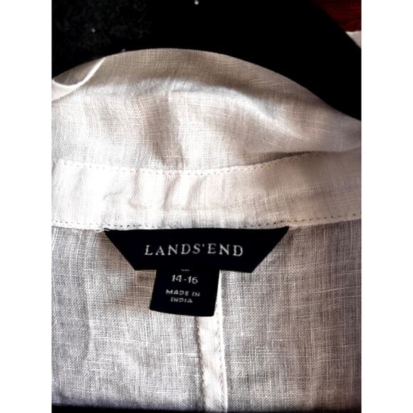 Lands' End 14 - 16 White Linen Top Coverup Tunic Breezy Beach Pullover - Picture 6 of 8